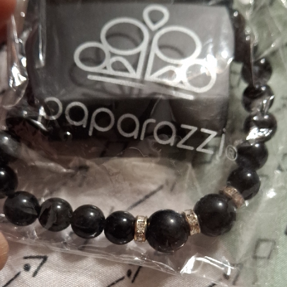 Paparazzi Midnight Black Bracelet with Silver Highlights